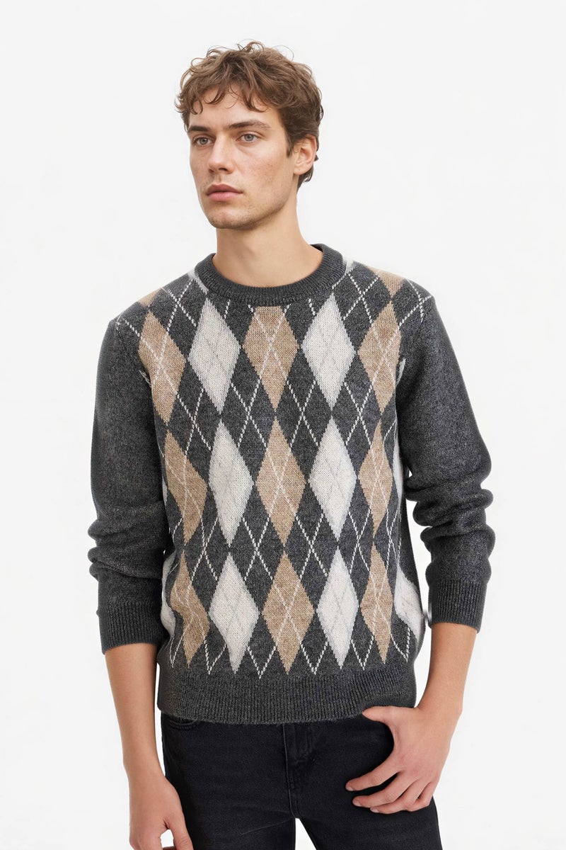 DeFacto Grey Man Standard Fit Knitwear Pullover Casual - Image 3
